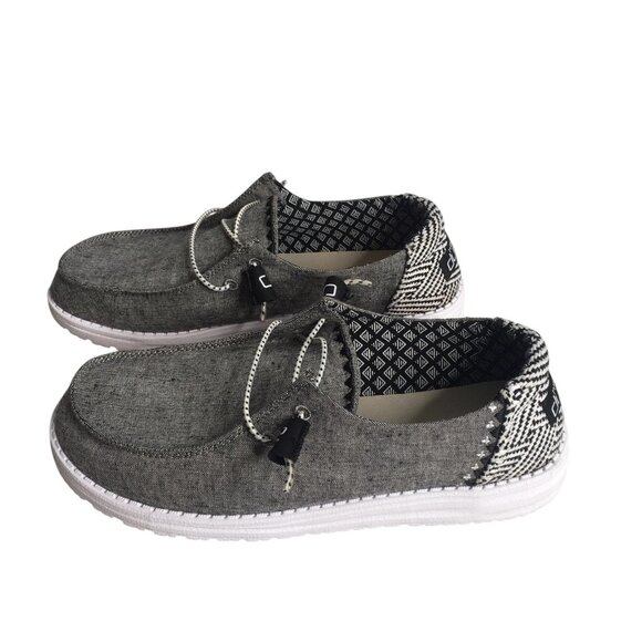 Hey Dude Wendy Shoes Womens Size 8 Gray Chambray Slip On Loafers SKU 121414203 - Picture 1 of 12